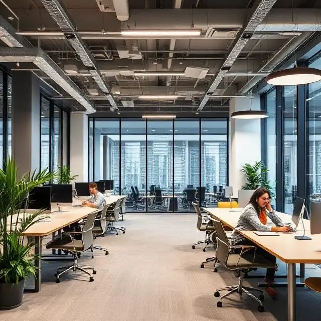 Modern collaborative office space with a diverse team