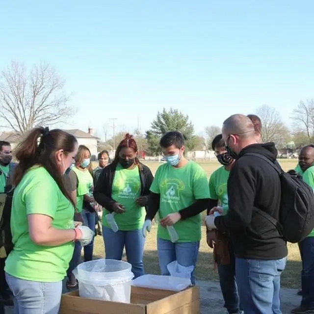 Team members participating in a community service event