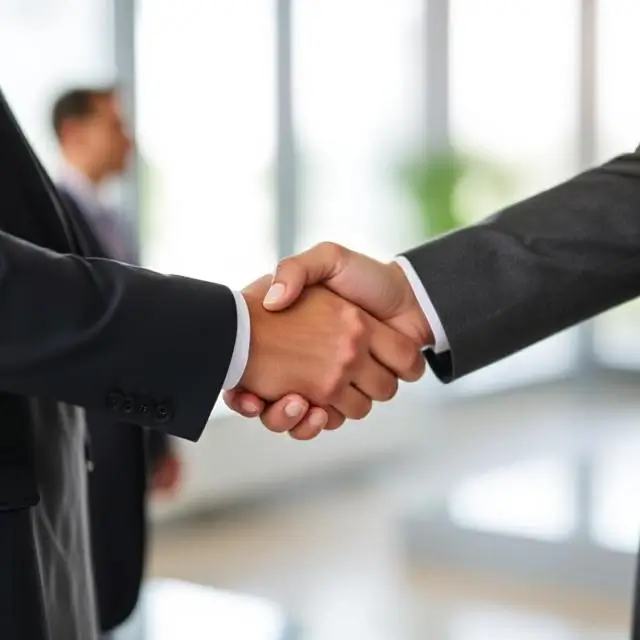 A firm handshake signifying a partnership