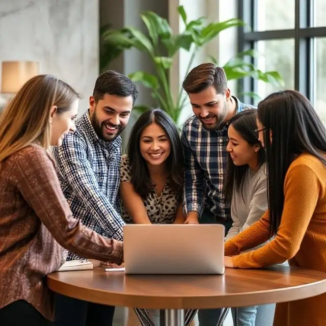 A diverse team working together